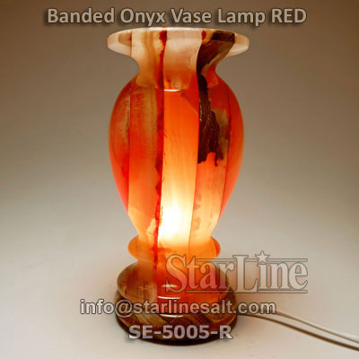 Banded Onyx Vase Lamp Red